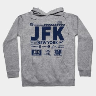 Vintage New York City JFK Airport Code Travel Day Retro Travel Tag Hoodie